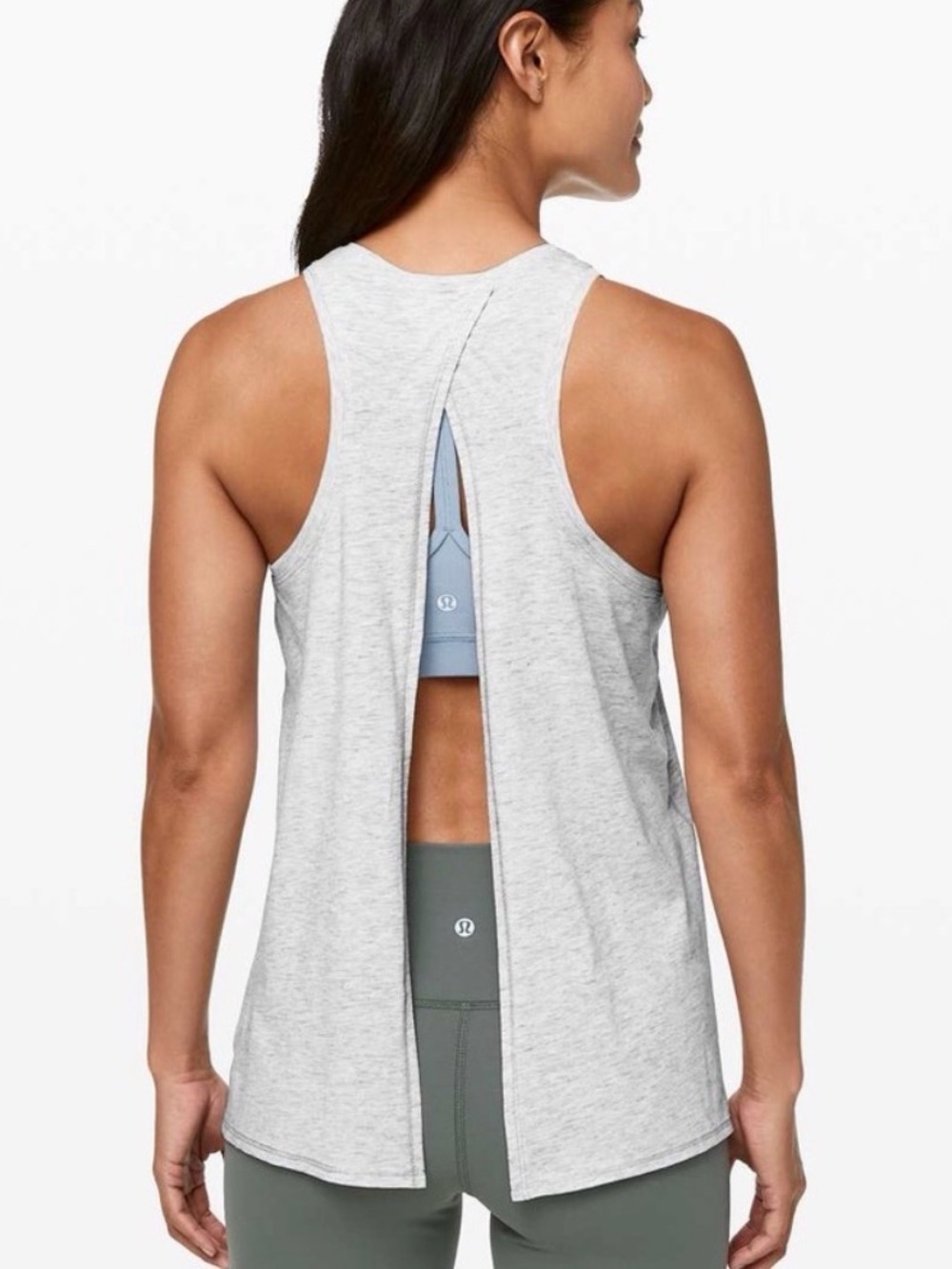 Lululemon All‎ Tied Up Tank Heathered Light Grey Pima Cotton - Picture 2 of 7